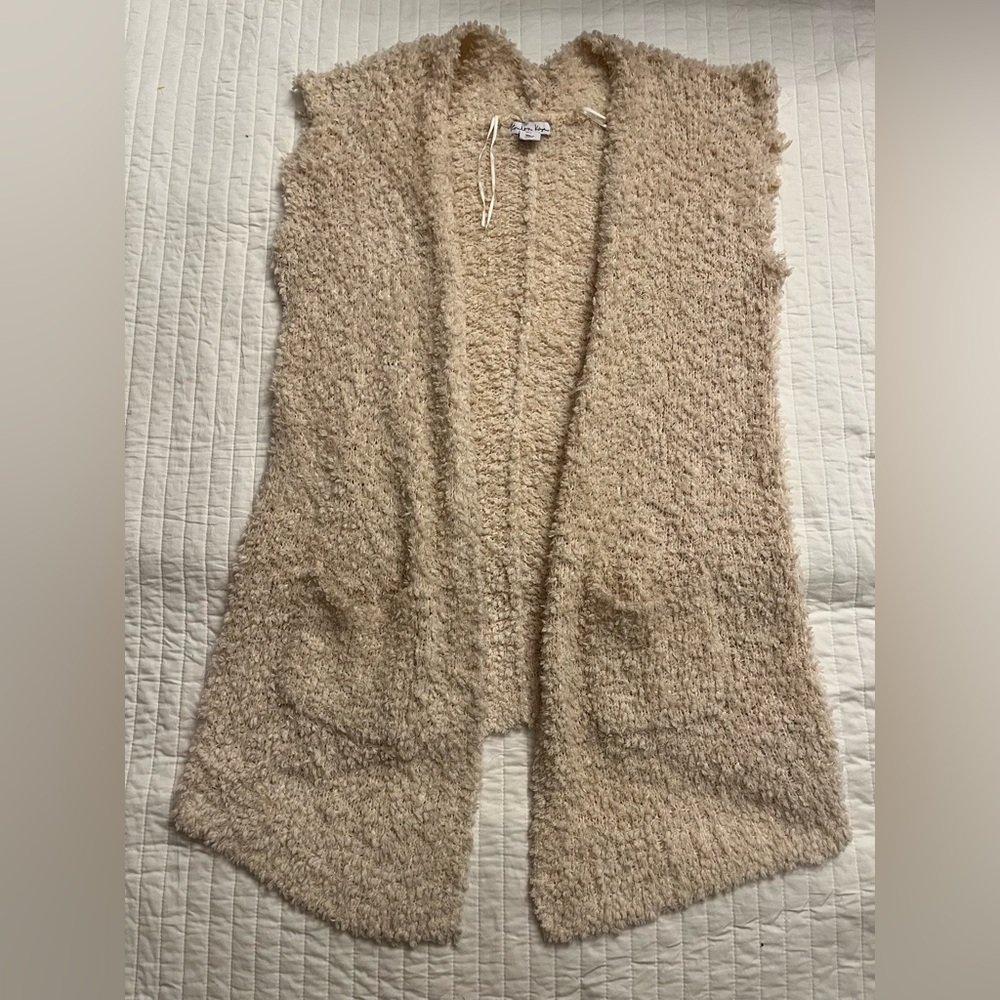 London Kaye fuzzy long sweater vest NWOT